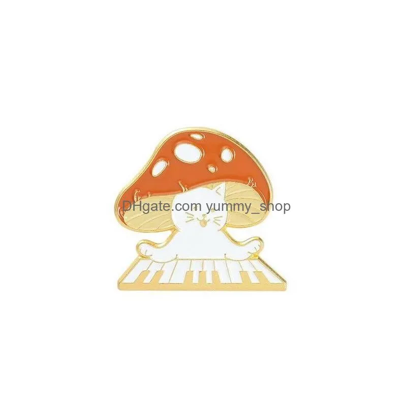 mushroom enamel badges brooch anime pins cute decorative on backpack cat concert lapel pins brooches back to school gift for clothes