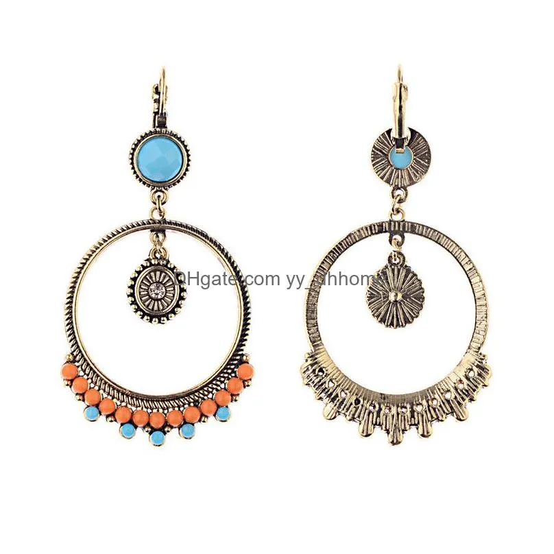 vintage ethnic round beads dangle earrings hanging for women female round big hoop earring anniversary party wedding jewelry gifts