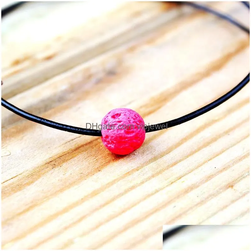  fashion matte lava stone bead anklets bracelet black string braiding bracelets for men women summer beach jewelry