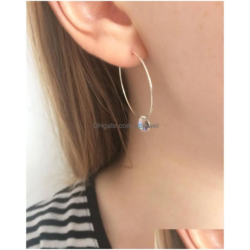  trendy hoop earrings light weight glass crystal bead dangle earring for women design jewelry summer love
