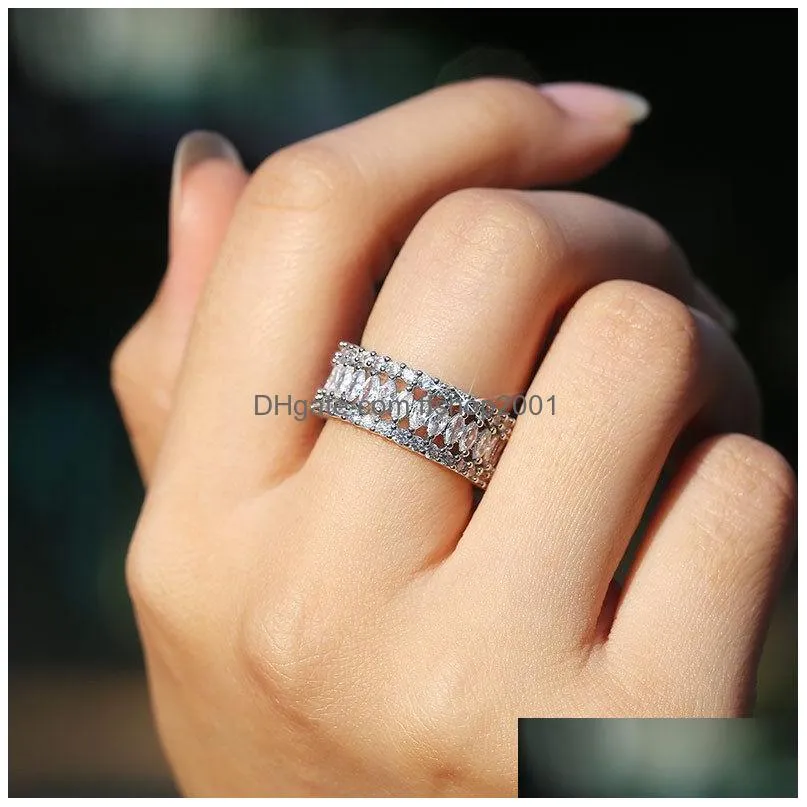 cubic zircon rings cz eternity band engagement rings wedding full stone ring europea america fashion jewellry for women
