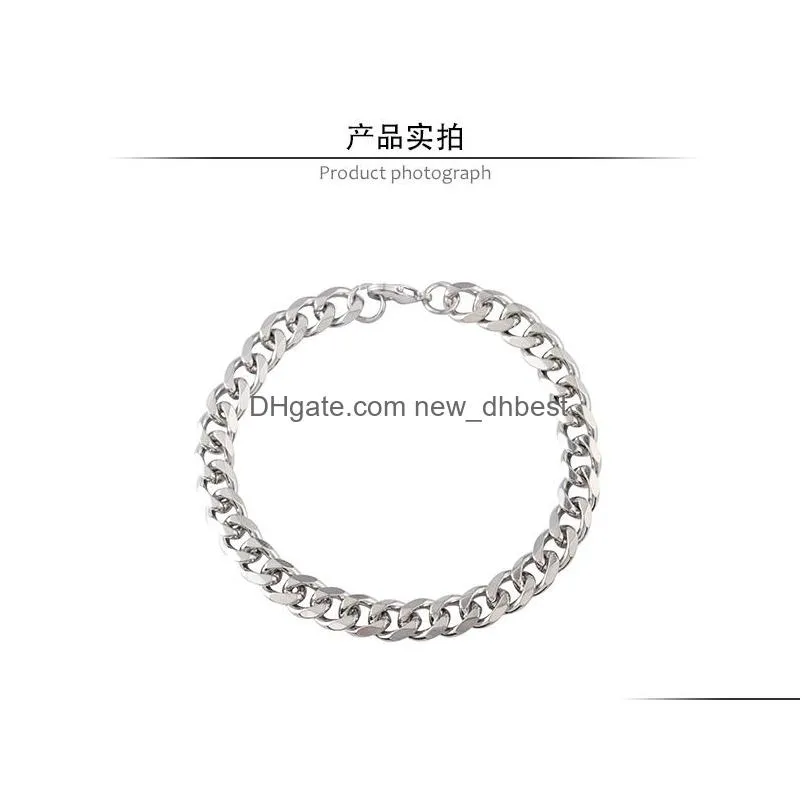 3mm11mm stainless steel link bracelets bangle gold silver black mens bracelet jewelry