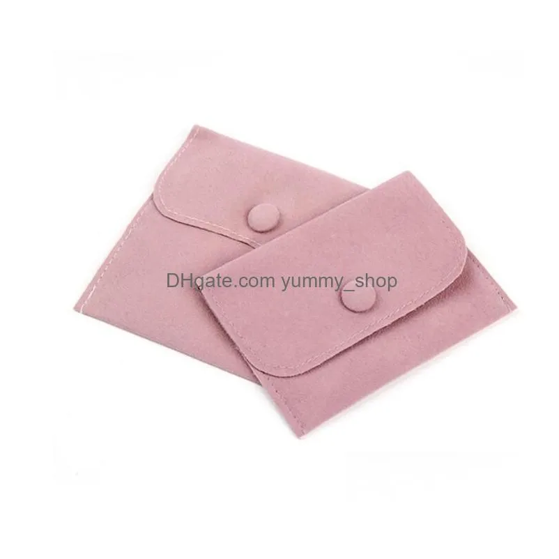 jewelry gift packaging envelope bag with snap fastener dust proof jewellery gift pouches made of pearl velvet pink blue colors
