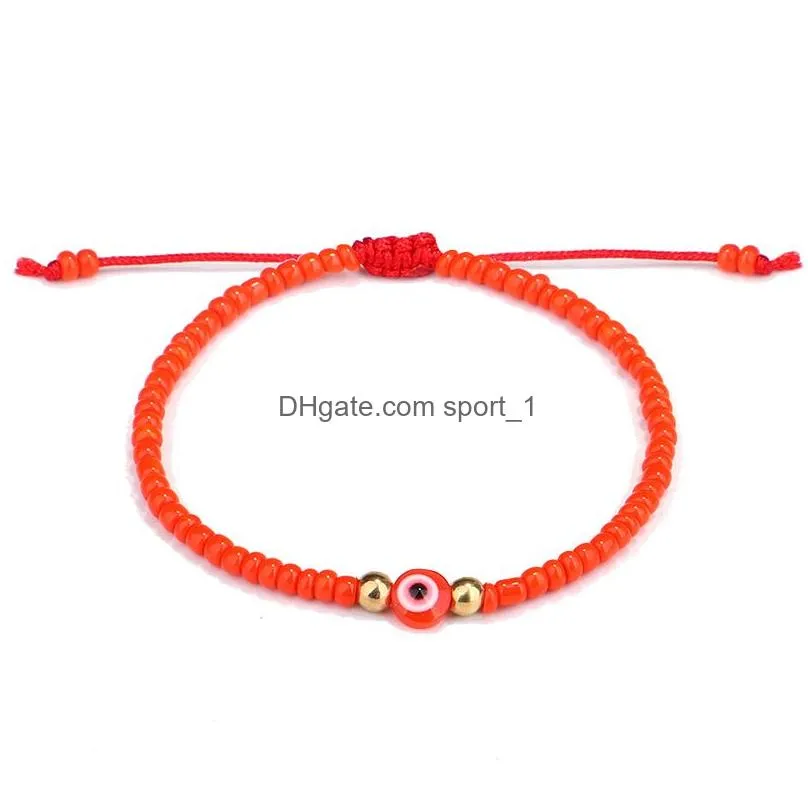 evil turkish eye bracelet handmade rope chain colorful crystal rice beaded braided bracelets for women mens