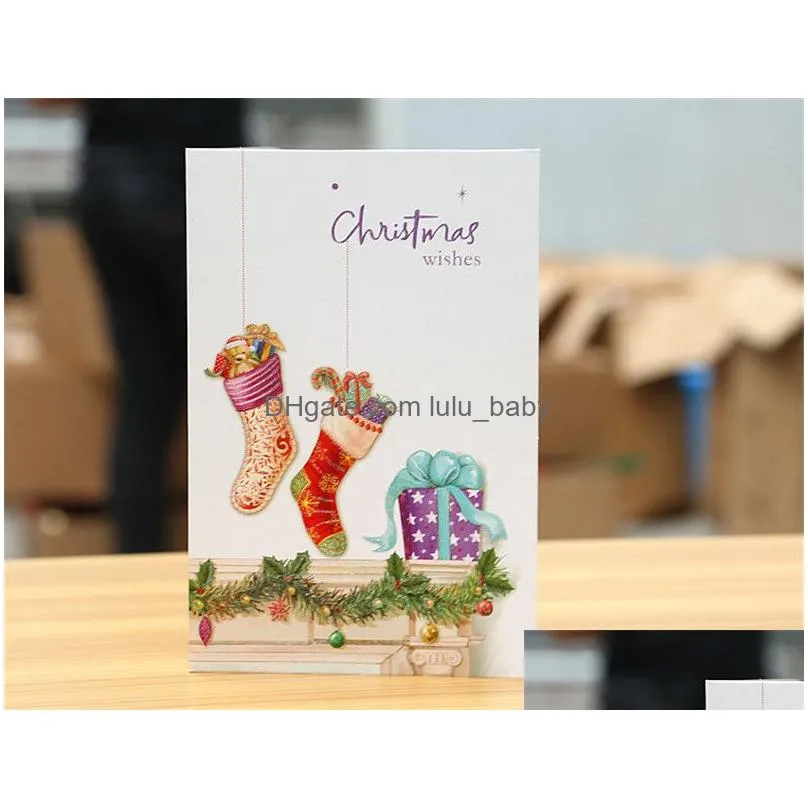 christmas card greeting cards with envelope santa claus christmas post gift for birthday valentine day party wedding decoration