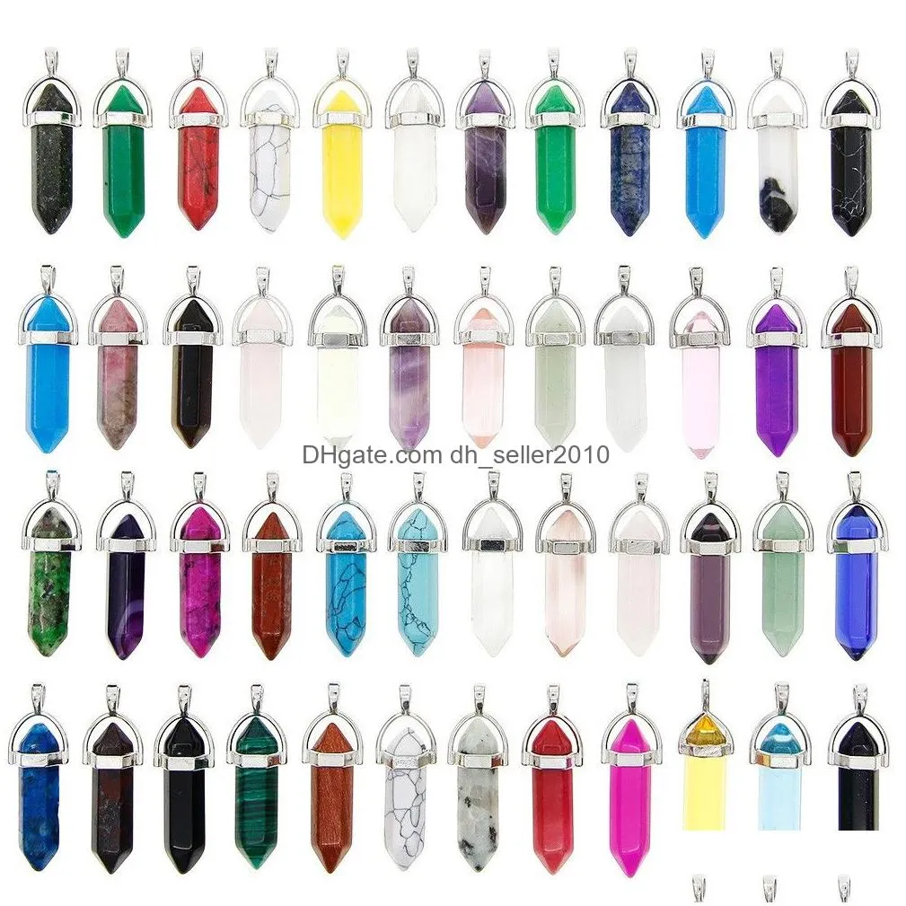 hexagonal crystal charm for necklace and bracelets jewelry natural glow in the dark bullet stone hexagonal column hot selling simple