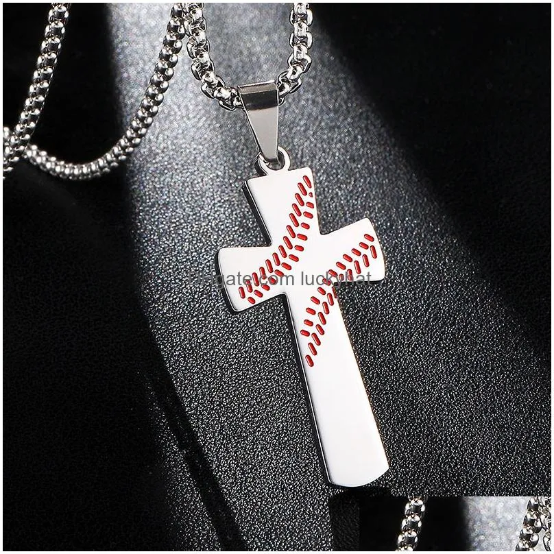 stainless steel baseball cross necklace for women and men stainless steel bible verse necklace christian religion jewelry gift for
