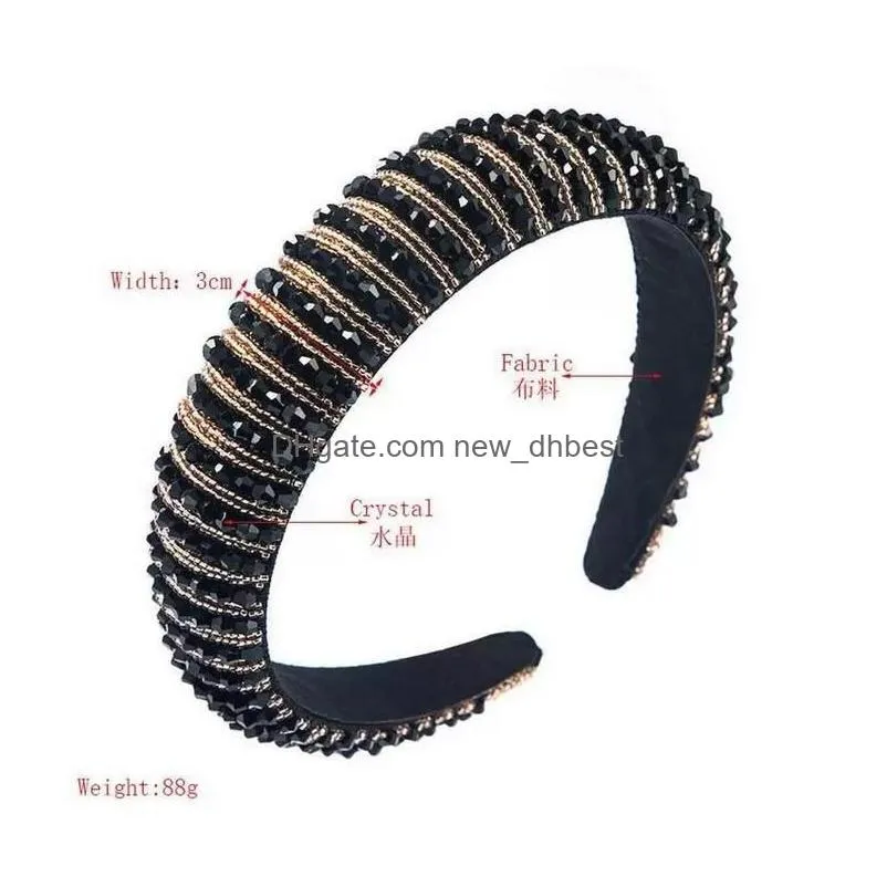 highgrade sponge headband simple widebrimmed handmade beaded temperament hairband hair accessories for women girls christmas gift