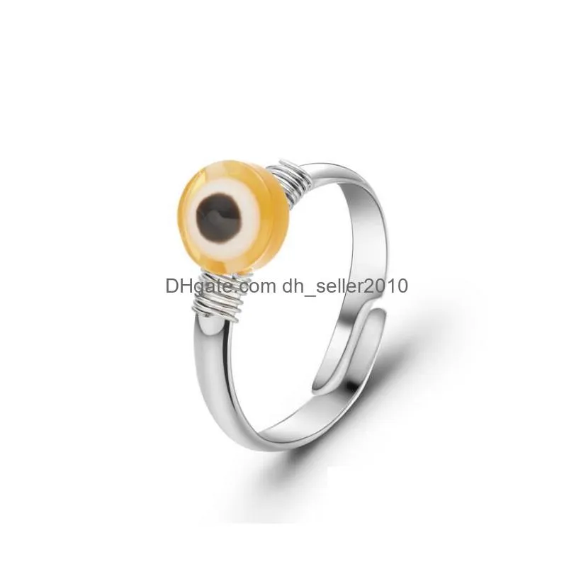 evil eye finger band rings for women gift turkish lucky eye handwoven copper wire open ring wholesale