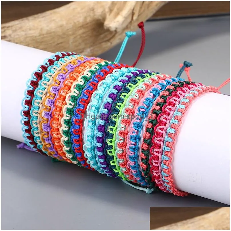 handmade wax string bracelets for women 14 colors multilayer woven friendship bracelet bohemia bangle gift jewelry