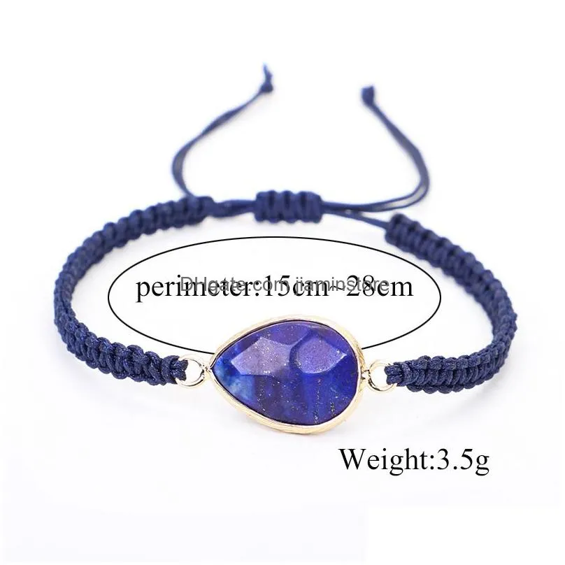 water drop lapis charm bracelet handmade rope braided bracelets friendship jewelry gifts