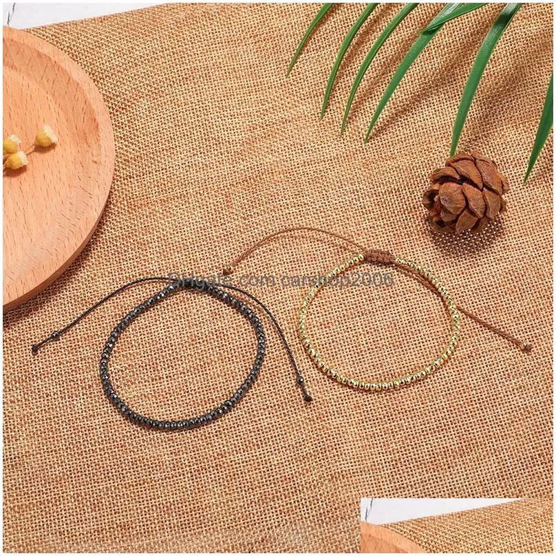 2019 simple small copper bead bracelet lucky charm handmade wax rope braided bracelets for men women jewelry gift