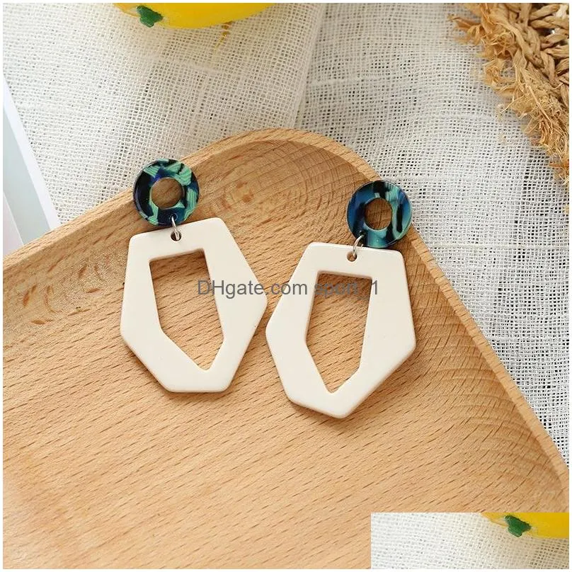 trendy irregular acrylic earring for women yellow white hollow out statement 2019 long dangle earrings fashion beach holiday jewelry