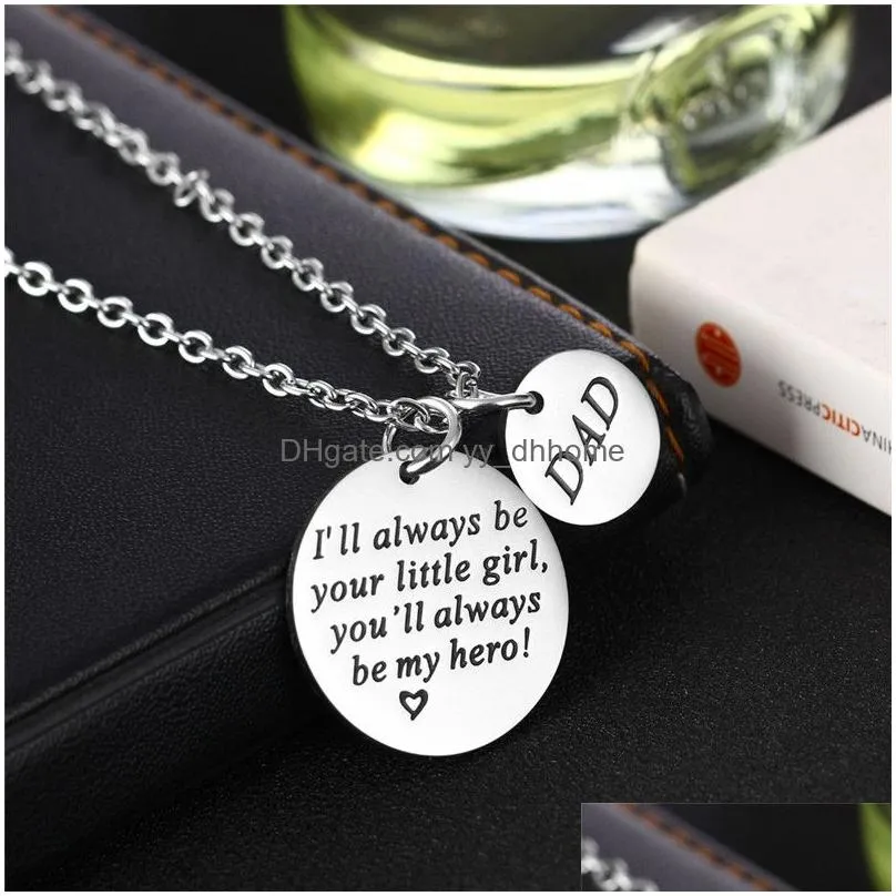 stainless steel necklace i will always be your little girl you will always be my hero fathers day gifts