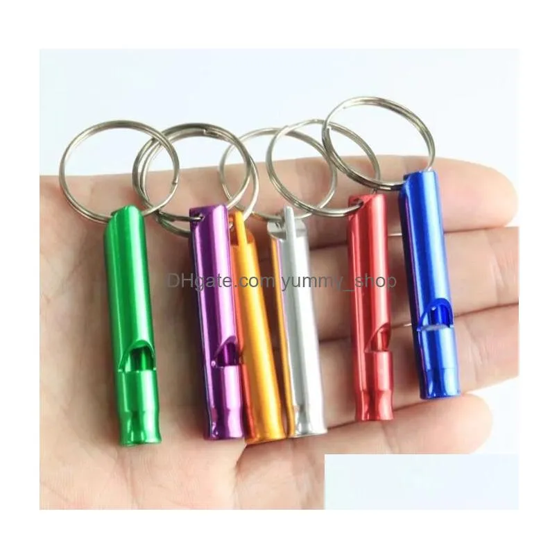 metal whistle keychains portable self defense keyrings rings holder car key chains accessories outdoor camping survival mini tools
