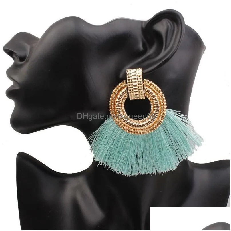 best lady boho big sector tassel earrings multi color wedding jewelry wholesale new charm dangle drop vintage earring for