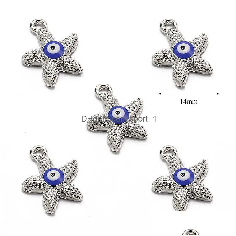 crystal starfish charm eyes pendants for bracelet necklace jewelry alloy metal simple design making accessories wholesale