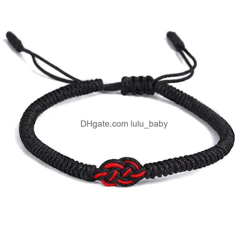 handmade love knot lucky prayer bracelets ethnic red black tibetan buddhist braided rope jewelry for men women weave bracelet