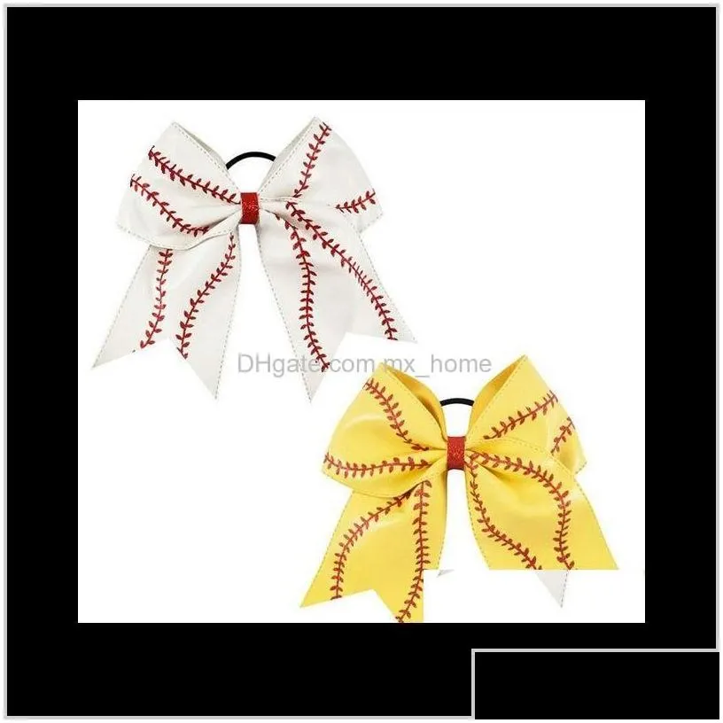 7inch 8inch large softball team baseball cheer bows knot hairbands handmade ribbon and leather bow for cheerleading girls fkj8y access