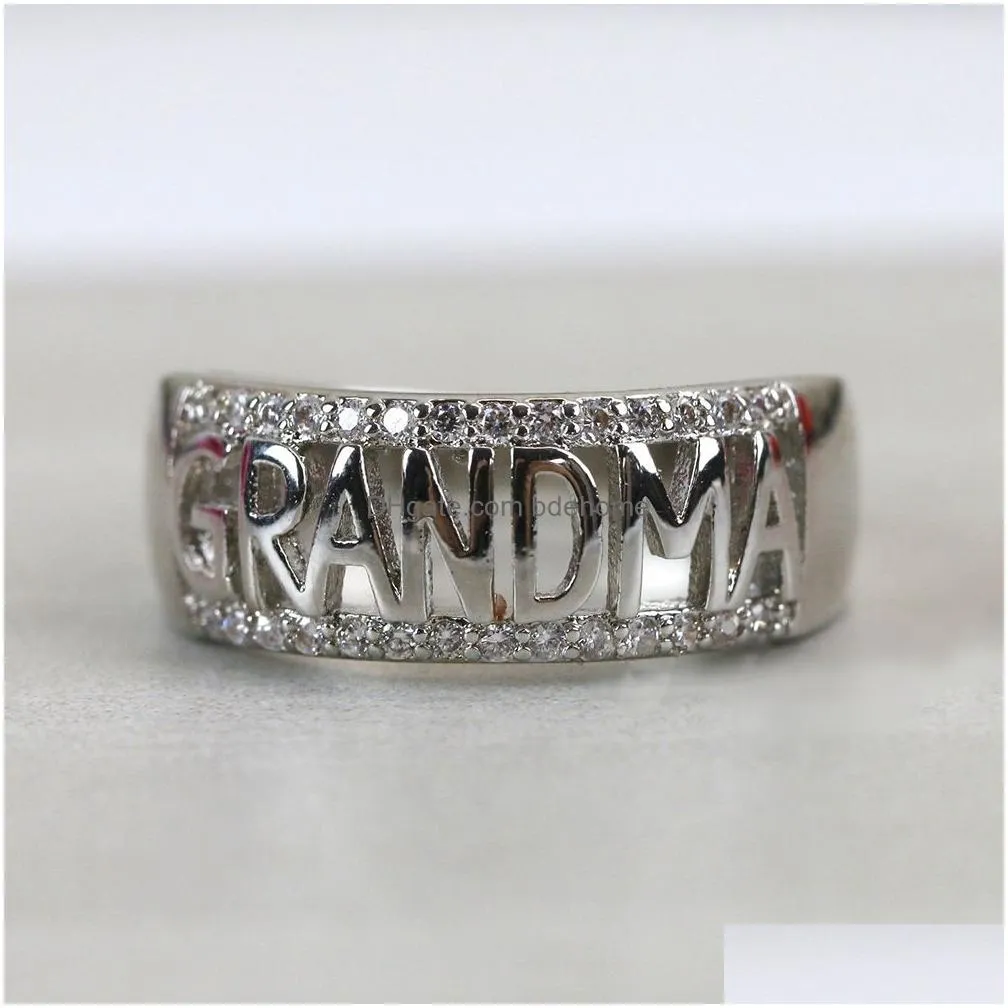 fashion grandma letters nana ring crystal rose gold color mothers ring christmas gifts women fashion jewelry