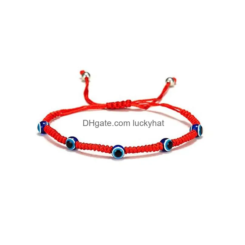 adjustable blue eye red rope bracelets handmade braided lucky string charm bracelet for women men fashion friendship jewelry