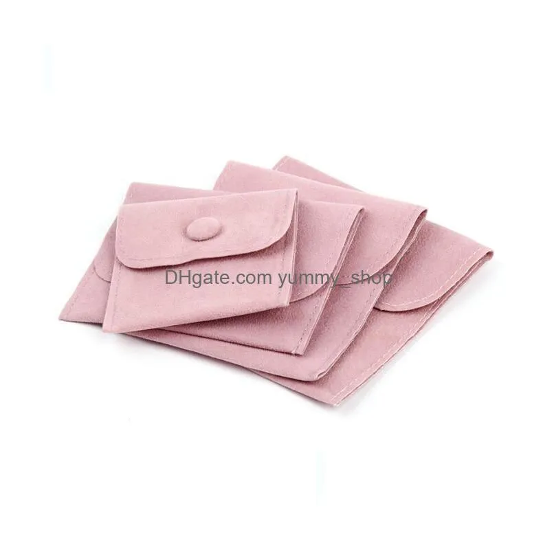 jewelry gift packaging envelope bag with snap fastener dust proof jewellery gift pouches made of pearl velvet pink blue colors