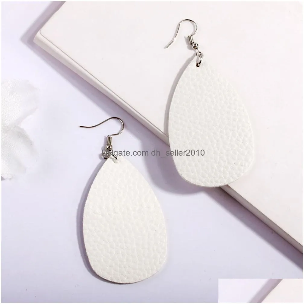 unique design pu leather oval earrings fashion statement colorful teardrop earring jewelry gifts for women girls