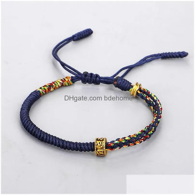 tibetan buddhist bracelets handmade knot rope sixcharacter mantra braided bracelet for women party jewelry