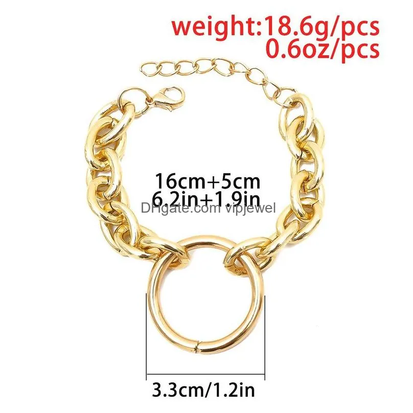 chain choker oring necklace punk heavy link chain necklace and bracelet set biker heavy gole silver jewelry for men women