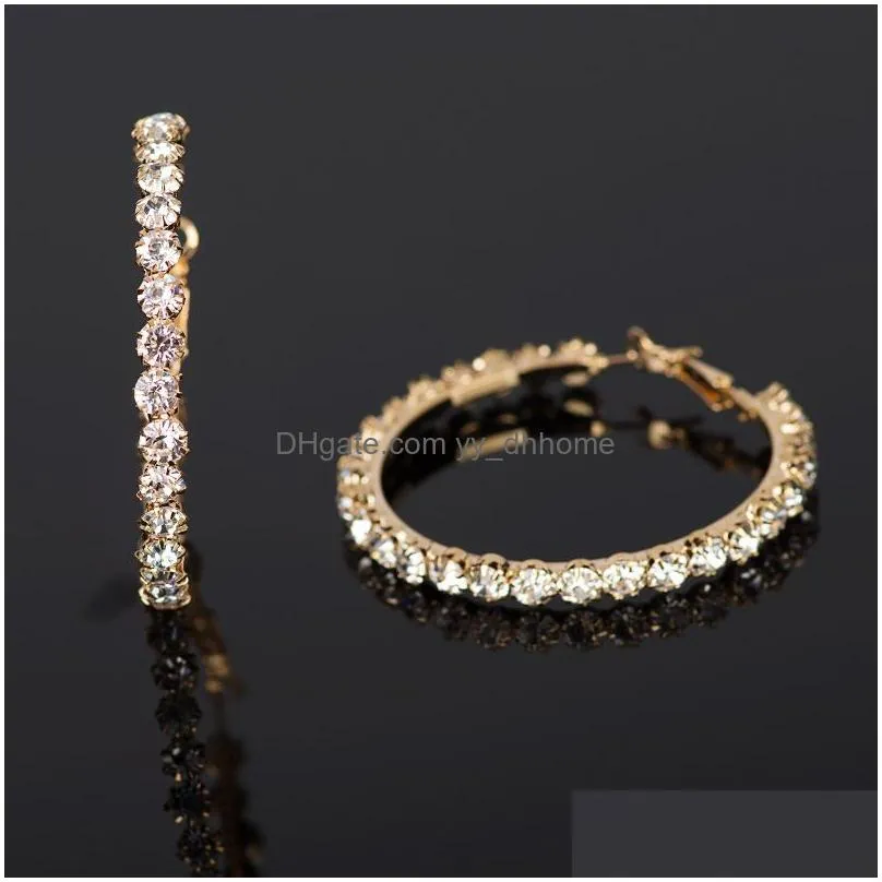  design crystal rhinestone hoop earrings gold sliver big hoop circle earring fashion jewelry for women party accessories