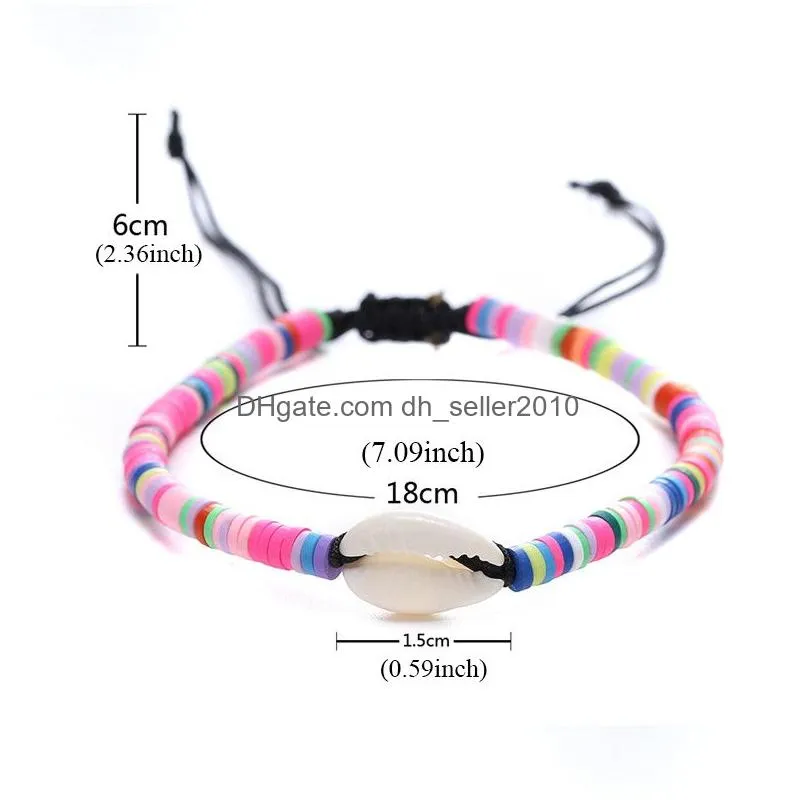handmade braided shell bracelet for men women multi color resin bead woven bracelet with shell summer holiday beach jewelry adjustable