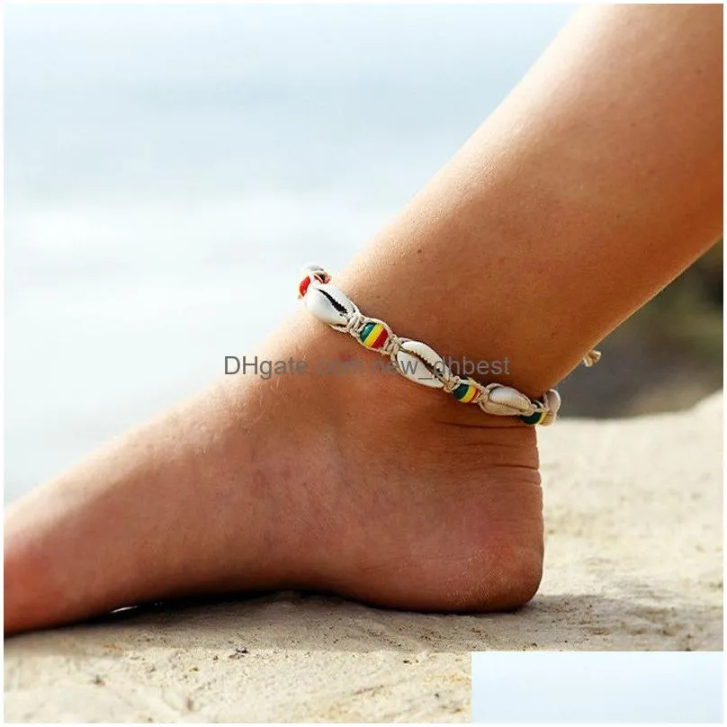 handmade shell starfish anklet bracelets for women antique silver color vintage barefoot sandal statement bracelet foot chain beach