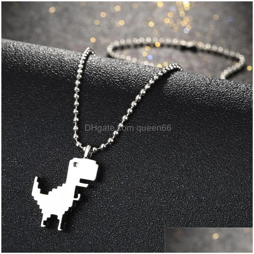 punk animal dinosaur necklace stainless steel bead chain pendant necklaces jewelry for women mens