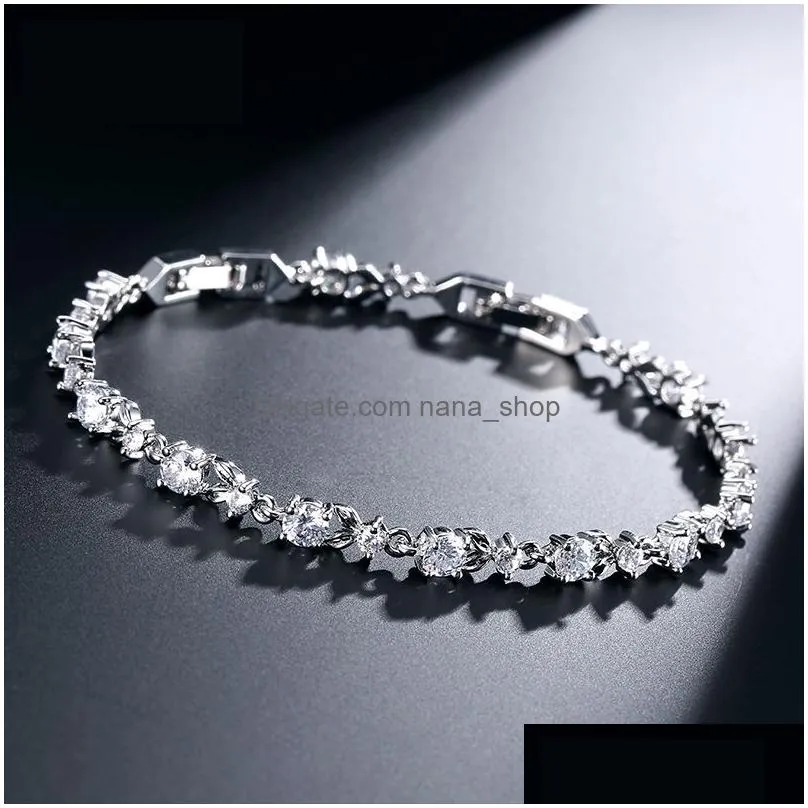 exquisite oval zirconia crystal leaf bracelet bangles shiny rose gold color cz zircon stone bracelets wedding party jewelry for girl