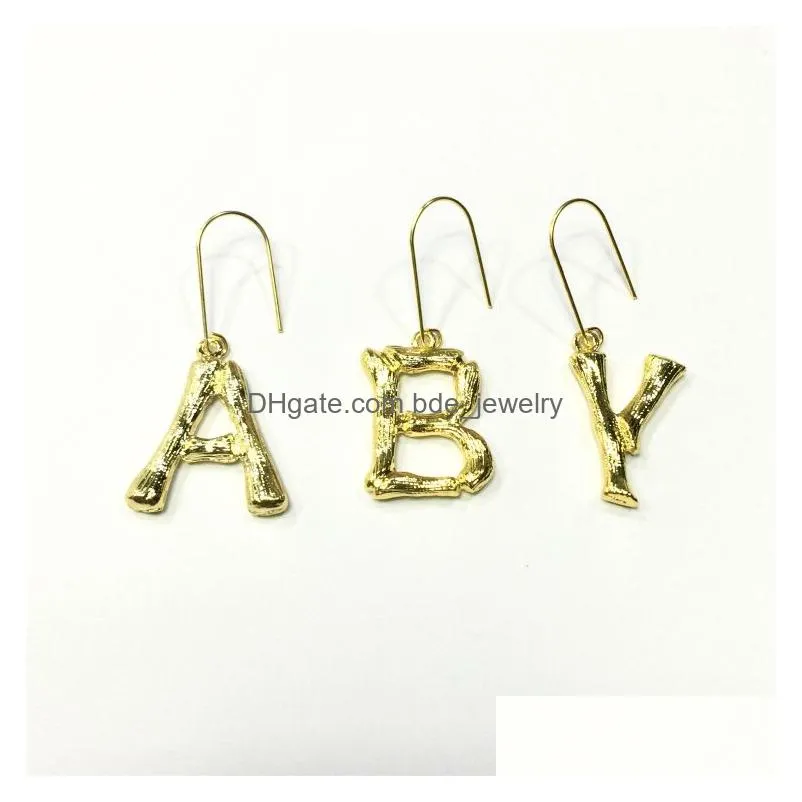 designer az letter earrings for women girls 26 letters alphabet 18k plated bamboo dangle earring jewelry gift