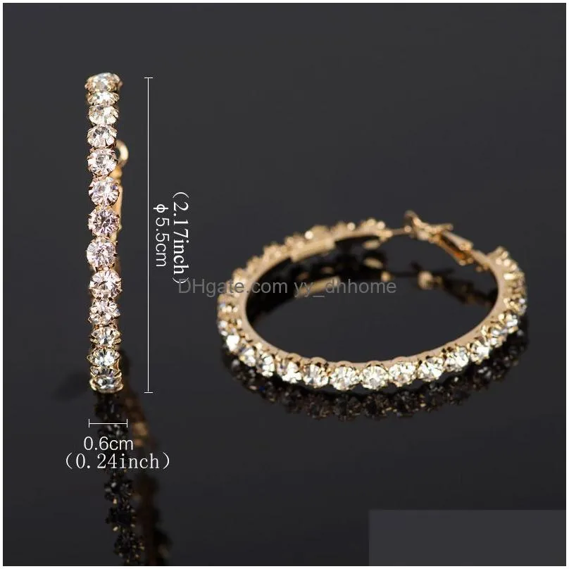  design crystal rhinestone hoop earrings gold sliver big hoop circle earring fashion jewelry for women party accessories