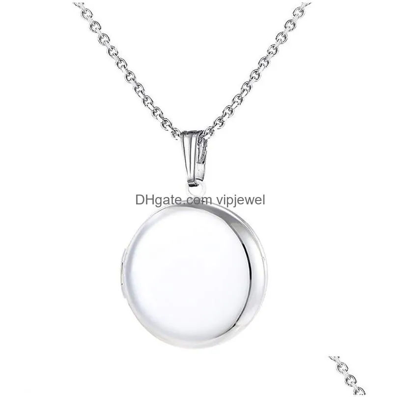 stainless steel round open lockets pendant necklace for women men could holds p os engraving words necklace jewelry gift