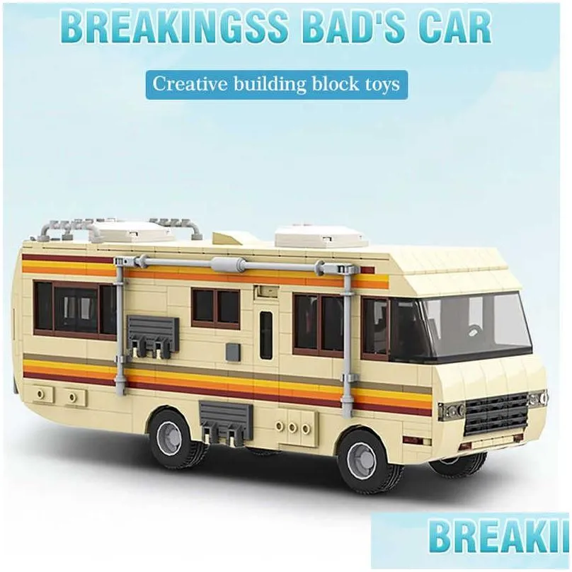 new moc american drama breaking bad classic walter white pinkman cooking lab rv town hightech ideas building block toy kid gift q0624