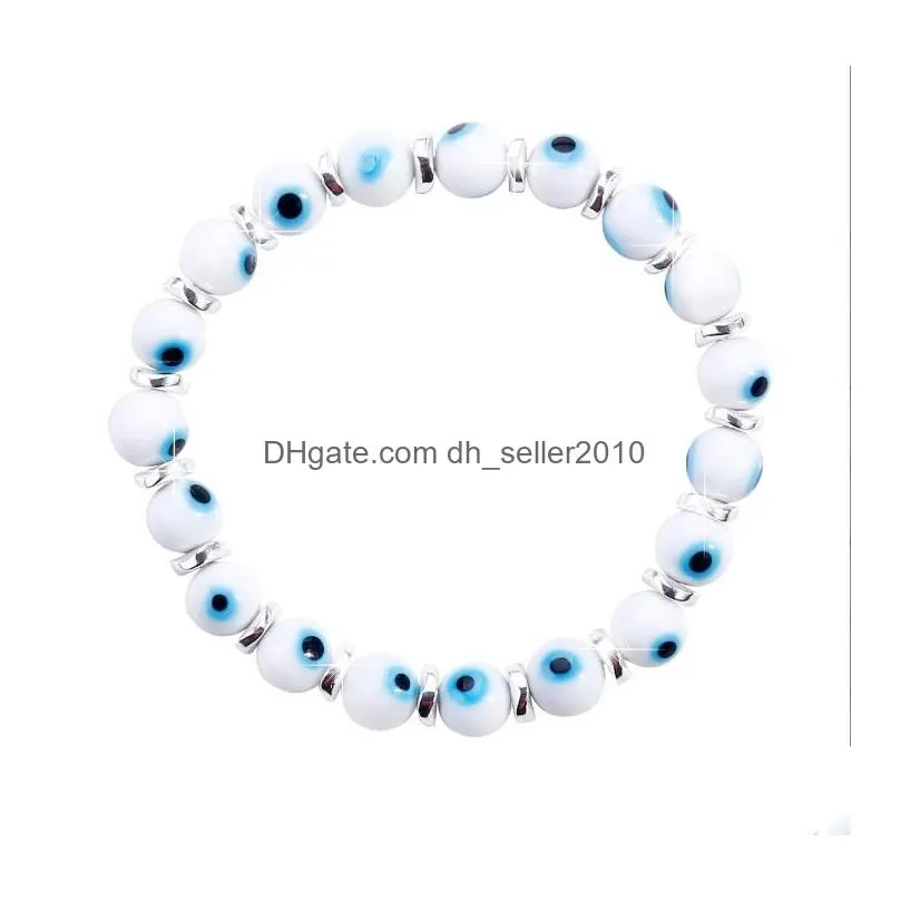 turkish evil eye beaded strands bracelets glass crystal beads bracelet for women girls elastic handmade jewelry