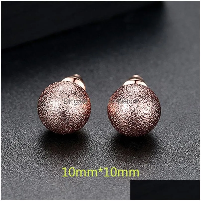 fashion frosted ball earring copper ball studs earrings silver gold earrings for women with ball diameter 5mm to 10mm