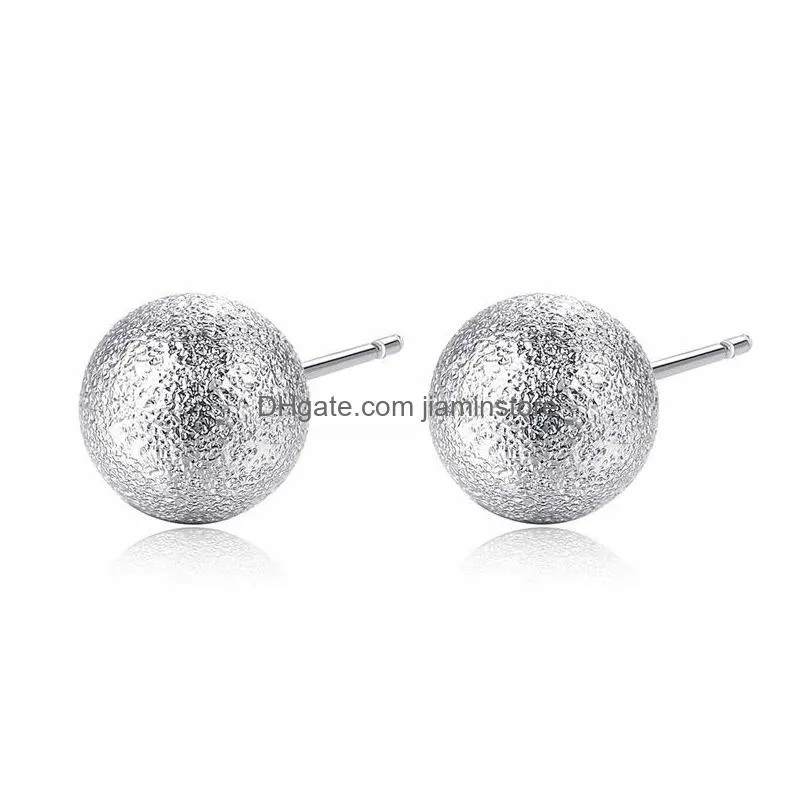 fashion frosted ball earring copper ball studs earrings silver gold earrings for women with ball diameter 5mm to 10mm