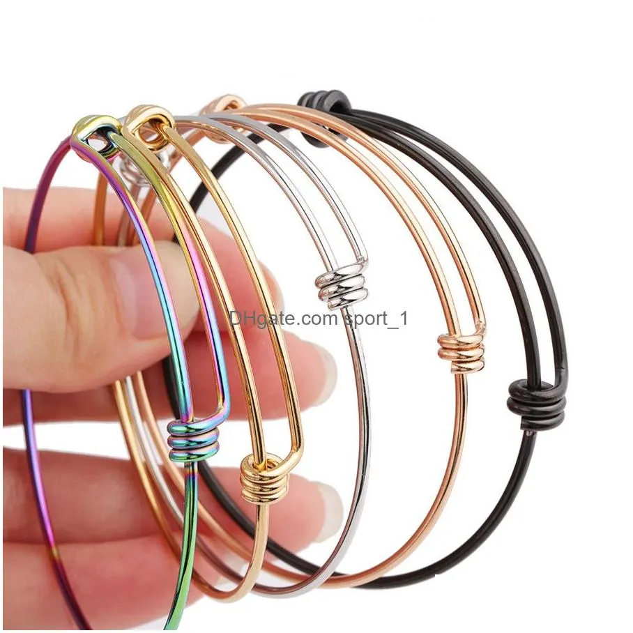 stainless steel expandable wire bangle bracelet for kids women diy wholesale 1.8mm simple adjustable gold bracelets womens jewelry