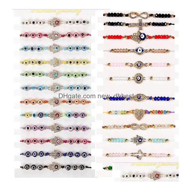 12pcs evil eye bracelets for women girls boys braclets set protection amulet anklets rope string chain adjustable bangle jewelry gift