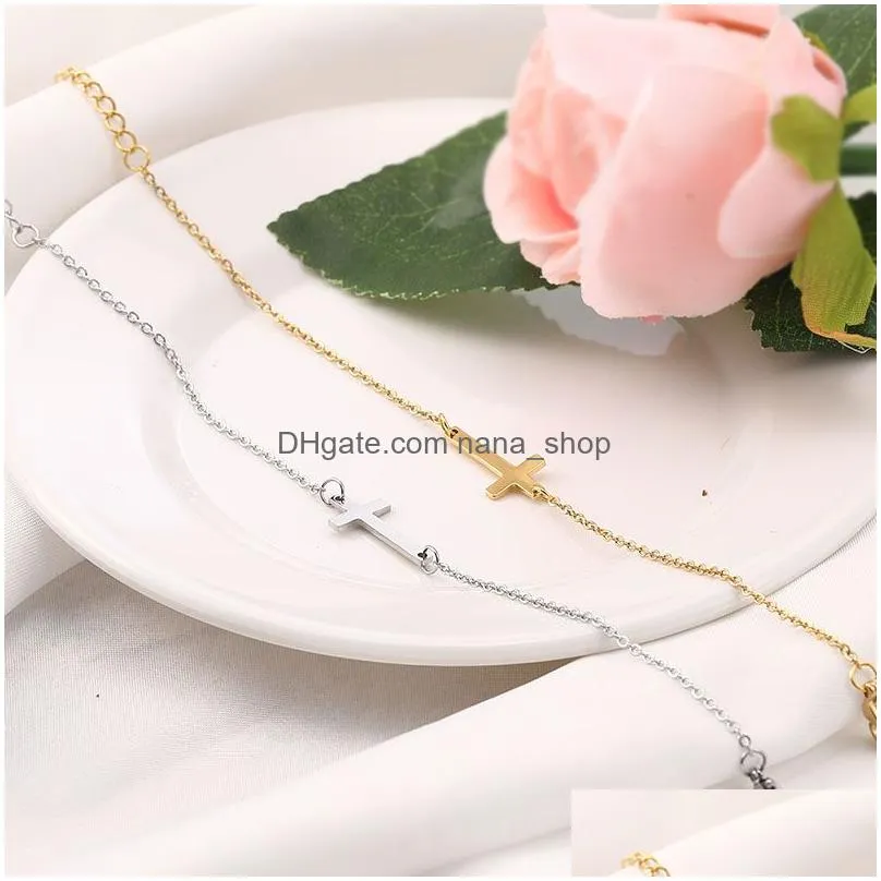  stainless steeel bracelet bangle for women fashion designer cross charm gold silver friendship braselets jewelry gift