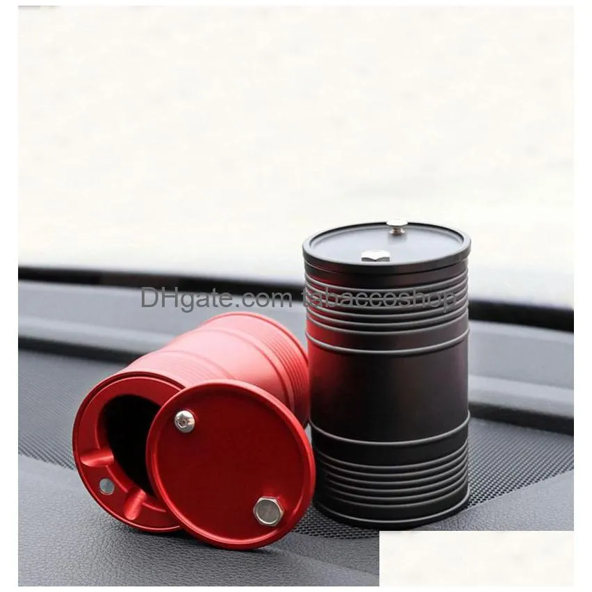 Ashtrays Colorf Smoking Oil Barrel Style Car Aluminium Alloy Dry Herb Tobacco Cigarette Holder