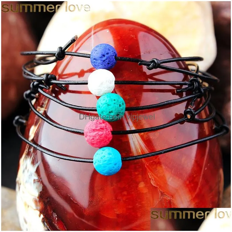 fashion matte lava stone bead anklets bracelet black string braiding bracelets for men women summer beach jewelry