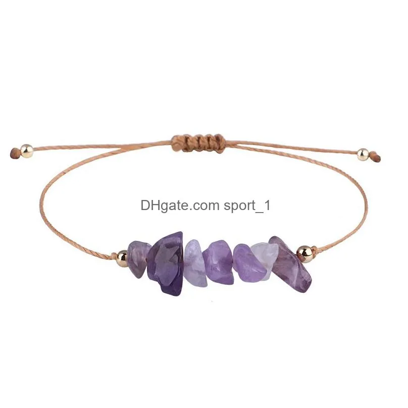 crused stone bead bracelet charm handmade summer beach boho friendship braid jewelry