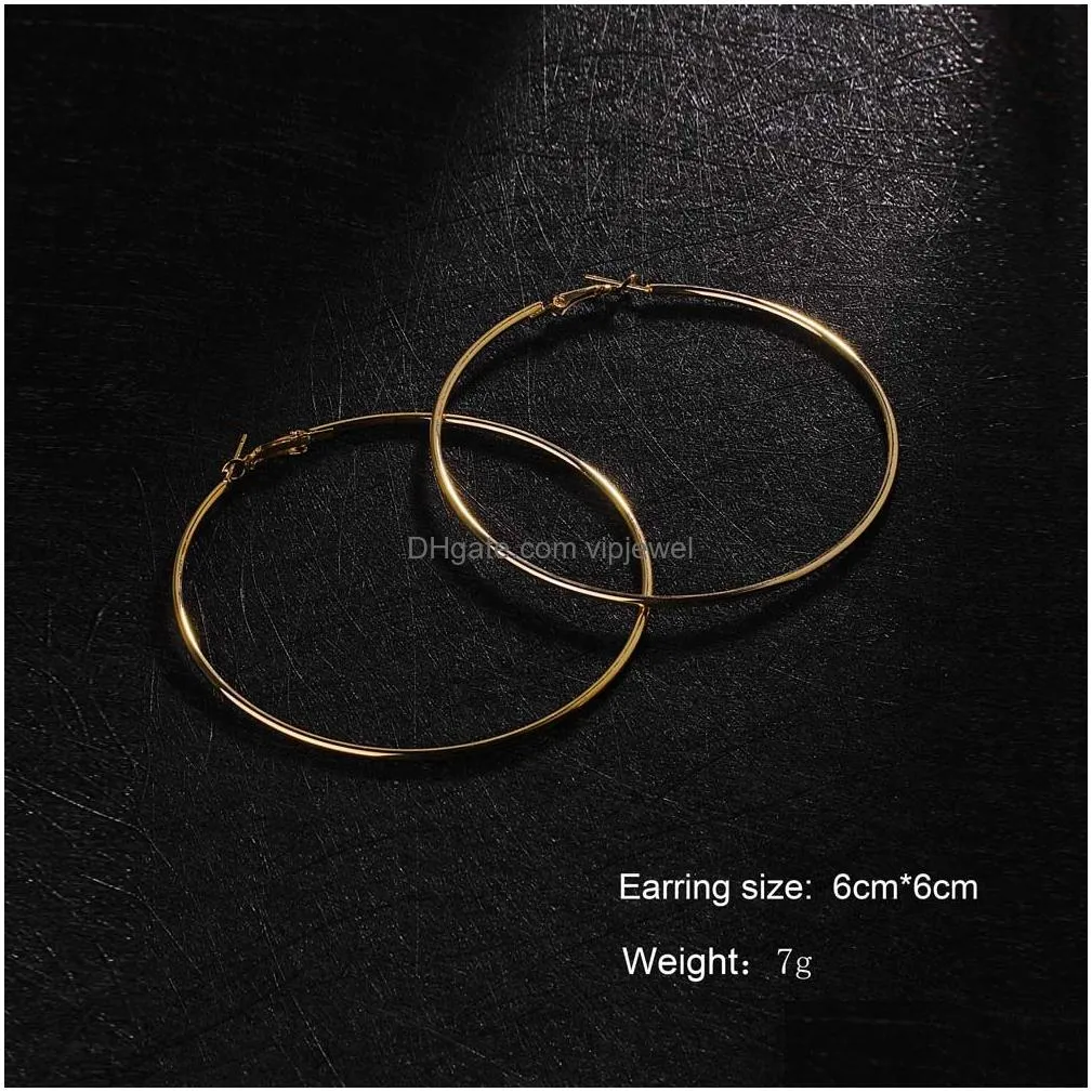  40mm80mm big hoop earring polishing exaggerated hoop ear loop smooth circle for women girls silver gold color