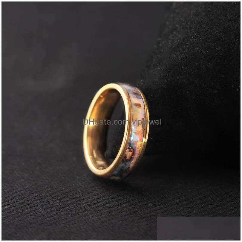 shellhard abalone shell lovers couples ring stainless steel finger rings wedding bands for men women comfort fit size 612 jewelry