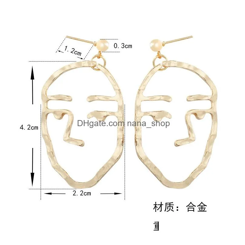 fashion face mask abstract earrings new simple personality exaggerated punk style earring for woman girls jewelry gift party